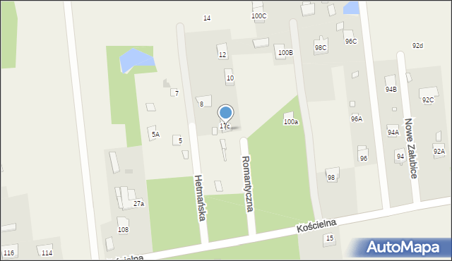 Nowe Załubice, Kościelna, 102, mapa Nowe Załubice