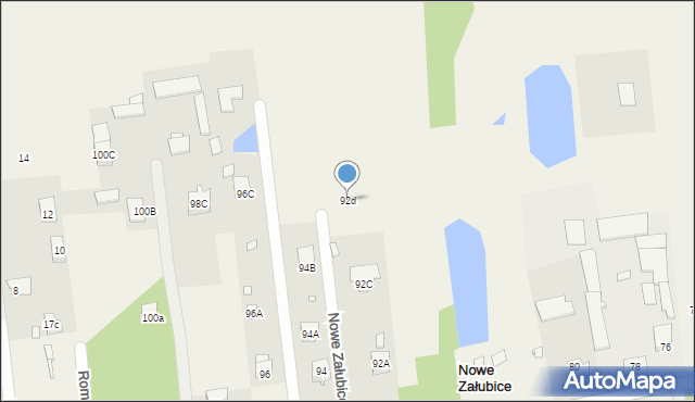 Nowe Załubice, Kościelna, 92d, mapa Nowe Załubice