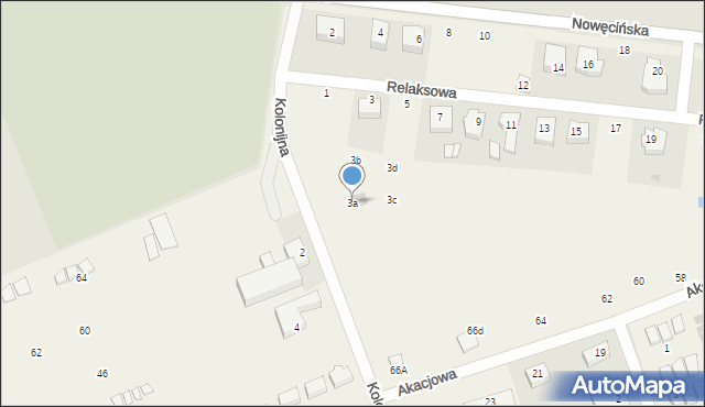 Nowęcin, Kolonijna, 3a, mapa Nowęcin