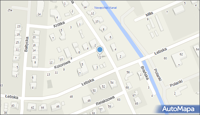Nowęcin, Kolorowa, 1, mapa Nowęcin