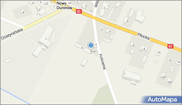 Nowy Duninów, Kościelna, 2, mapa Nowy Duninów
