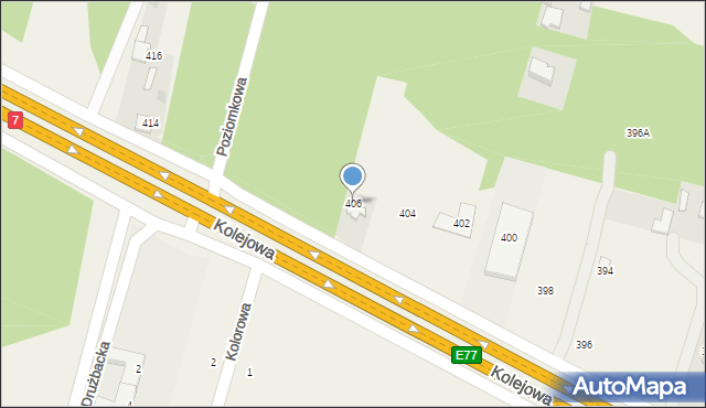 Nowy Dziekanów, Kolejowa, 406, mapa Nowy Dziekanów