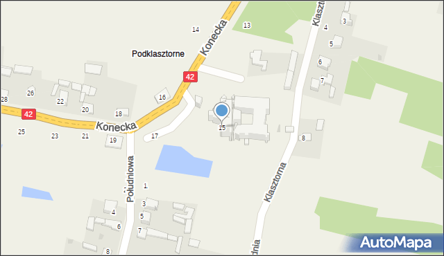 Nowy Kazanów, Konecka, 15, mapa Nowy Kazanów