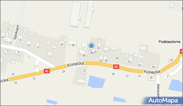 Nowy Kazanów, Konecka, 34, mapa Nowy Kazanów