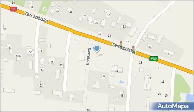 Nowy Konik, Konikowa, 1, mapa Nowy Konik