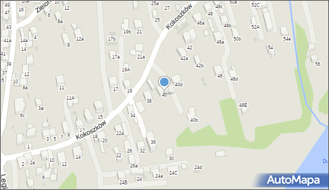 Nowy Targ, Kokoszków, 40, mapa Nowego Targu