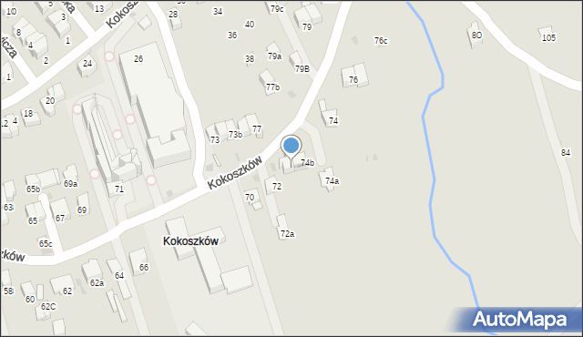 Nowy Targ, Kokoszków, 74c, mapa Nowego Targu