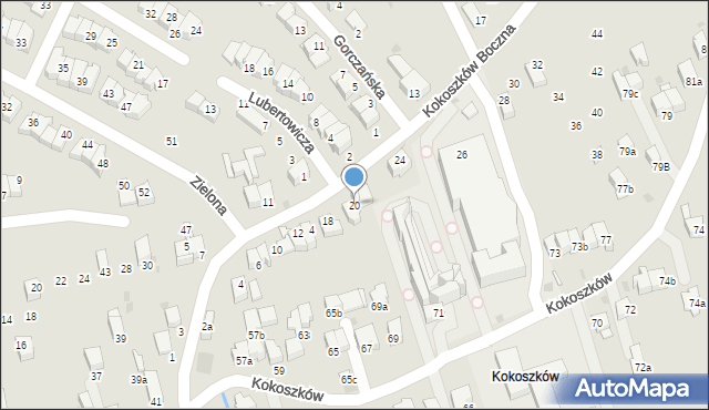 Nowy Targ, Kokoszków Boczna, 20, mapa Nowego Targu