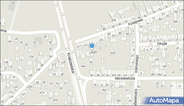 Nowy Targ, Kolejowa, 107A, mapa Nowego Targu