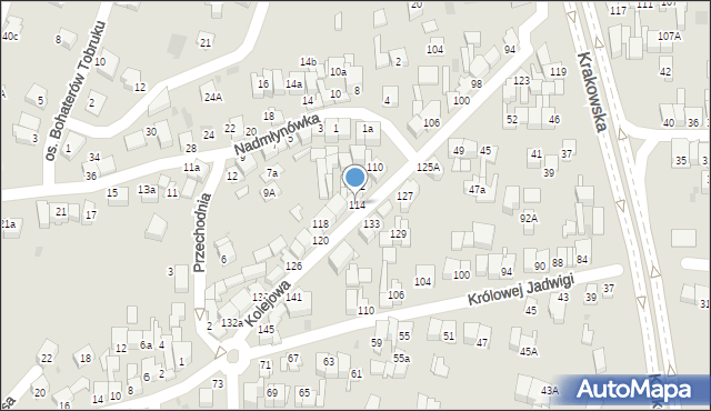 Nowy Targ, Kolejowa, 114, mapa Nowego Targu