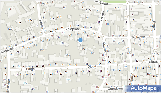 Nowy Targ, Kolejowa, 33a, mapa Nowego Targu