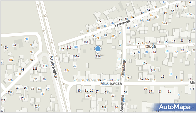 Nowy Targ, Kolejowa, 93A, mapa Nowego Targu