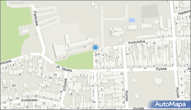 Nowy Targ, Kościelna, 15, mapa Nowego Targu