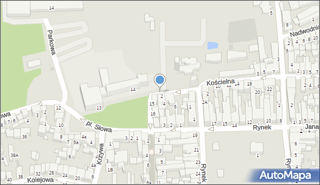Nowy Targ, Kościelna, 2b, mapa Nowego Targu
