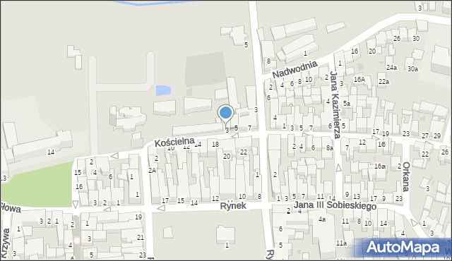 Nowy Targ, Kościelna, 3, mapa Nowego Targu