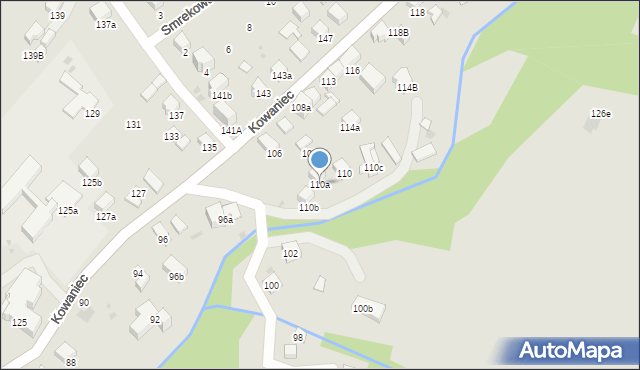 Nowy Targ, Kowaniec, 110a, mapa Nowego Targu