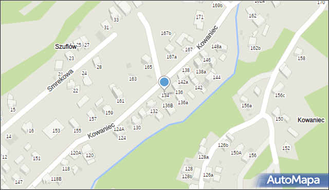 Nowy Targ, Kowaniec, 134, mapa Nowego Targu