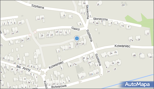 Nowy Targ, Kowaniec, 15, mapa Nowego Targu