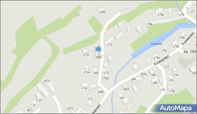 Nowy Targ, Kowaniec, 169a, mapa Nowego Targu