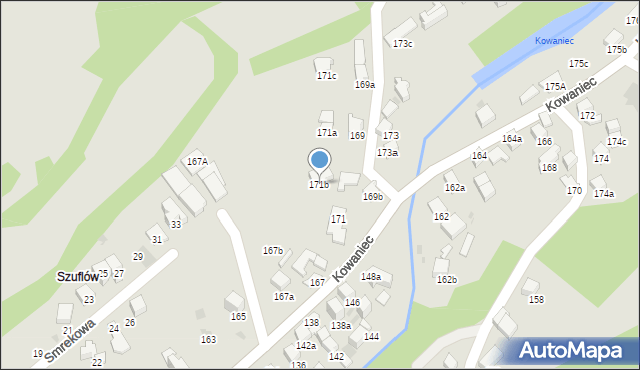 Nowy Targ, Kowaniec, 171b, mapa Nowego Targu