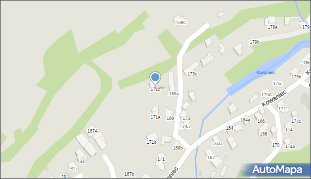 Nowy Targ, Kowaniec, 171c, mapa Nowego Targu