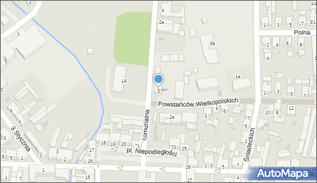 Nowy Tomyśl, Komunalna, 2, mapa Nowy Tomyśl