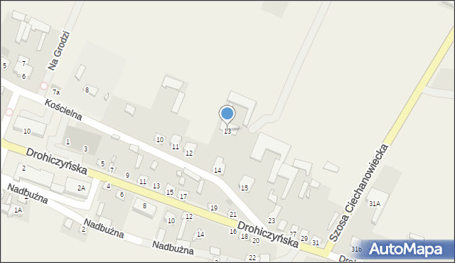 Nur, Kościelna, 13, mapa Nur