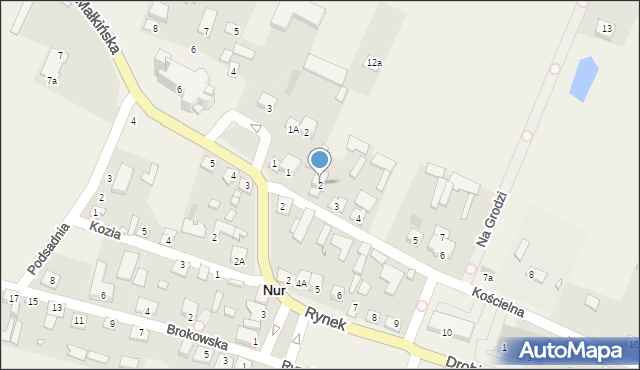 Nur, Kościelna, 2, mapa Nur