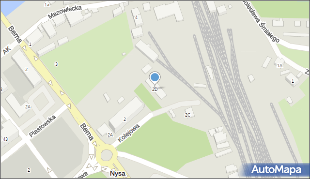 Nysa, Kolejowa, 2D, mapa Nysy