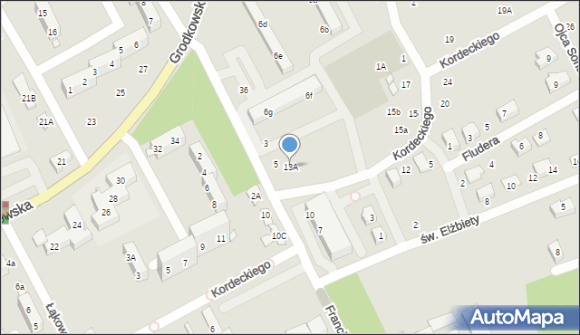 Nysa, Kordeckiego Augustyna, ks., 13A, mapa Nysy