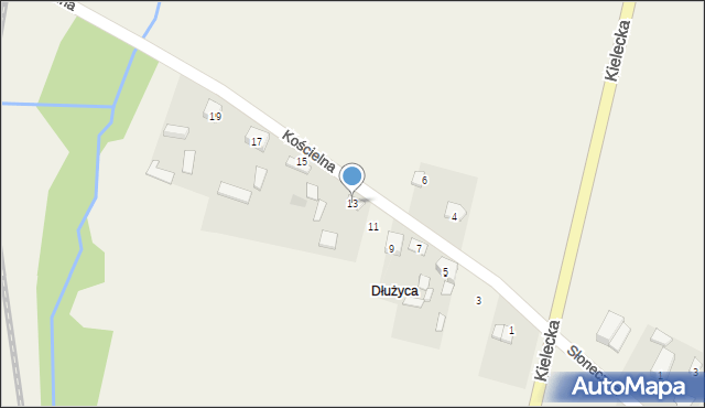 Obice, Kościelna, 13, mapa Obice