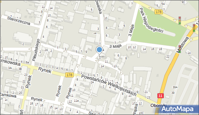 Oborniki, Kowalska, 2, mapa Oborniki