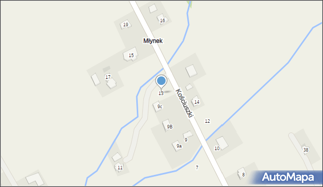 Odrzykoń, Kościuszki Tadeusza, gen., 13, mapa Odrzykoń