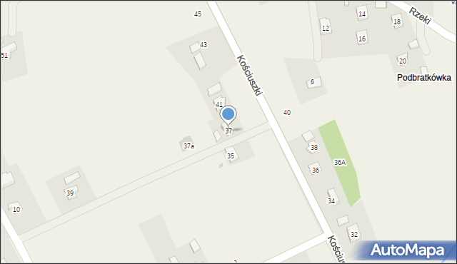 Odrzykoń, Kościuszki Tadeusza, gen., 37, mapa Odrzykoń