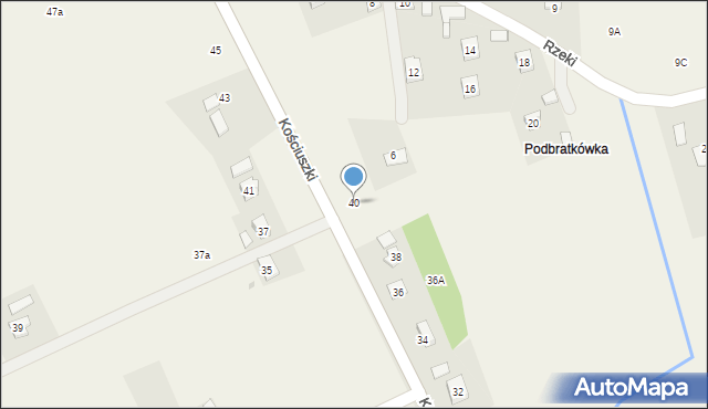 Odrzykoń, Kościuszki Tadeusza, gen., 40, mapa Odrzykoń