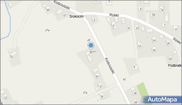 Odrzykoń, Kościuszki Tadeusza, gen., 43, mapa Odrzykoń