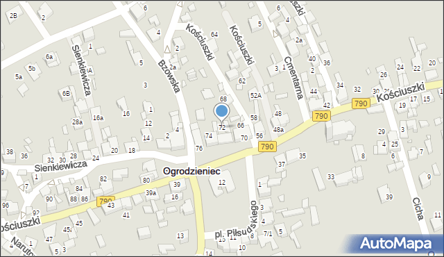 Ogrodzieniec, Kościuszki Tadeusza, gen., 72, mapa Ogrodzieniec