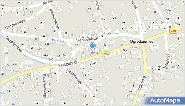 Ogrodzieniec, Kościuszki Tadeusza, gen., 88, mapa Ogrodzieniec