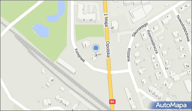 Oława, Kolejowa, 1B, mapa Oława