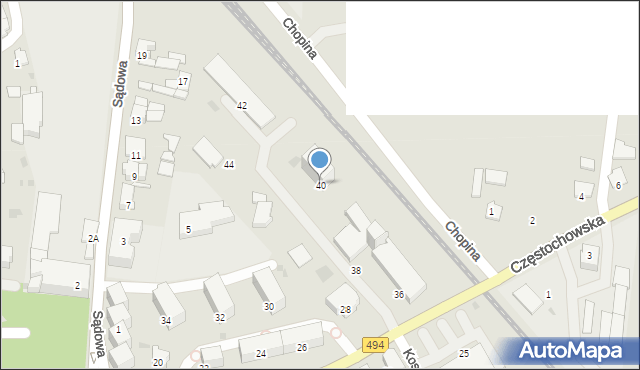 Olesno, Kościuszki Tadeusza, gen., 40, mapa Olesno