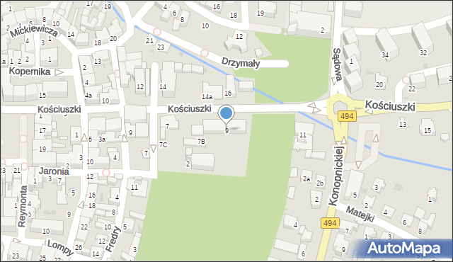 Olesno, Kościuszki Tadeusza, gen., 9, mapa Olesno