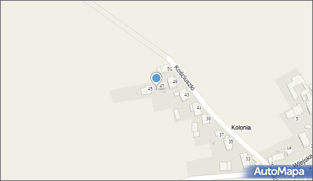 Oleszka, Kościuszki Tadeusza, gen., 47, mapa Oleszka