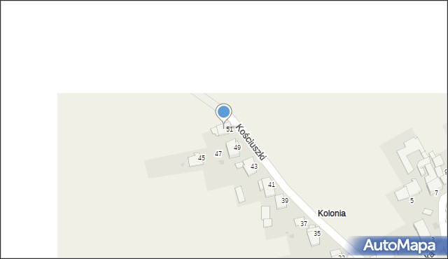 Oleszka, Kościuszki Tadeusza, gen., 51, mapa Oleszka