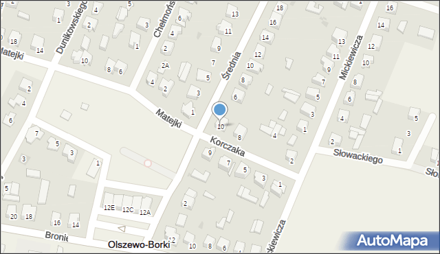 Olszewo-Borki, Korczaka Janusza, 10, mapa Olszewo-Borki