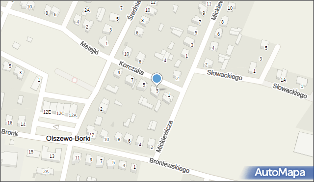 Olszewo-Borki, Korczaka Janusza, 3, mapa Olszewo-Borki