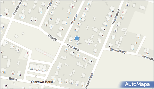 Olszewo-Borki, Korczaka Janusza, 8, mapa Olszewo-Borki