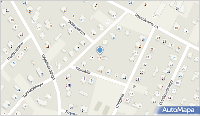 Olszewo-Borki, Kossaka Juliusza, 3, mapa Olszewo-Borki