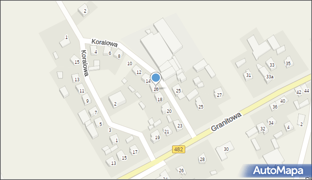 Olszowa, Koralowa, 16, mapa Olszowa