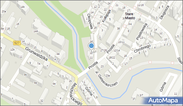 Olsztyn, Kołłątaja Hugo, 12, mapa Olsztyna