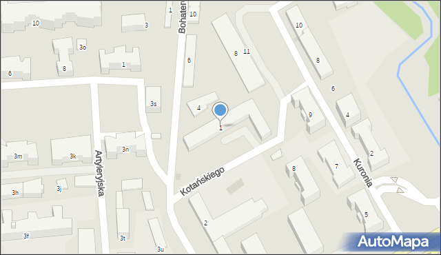 Olsztyn, Kotańskiego Marka, 1, mapa Olsztyna